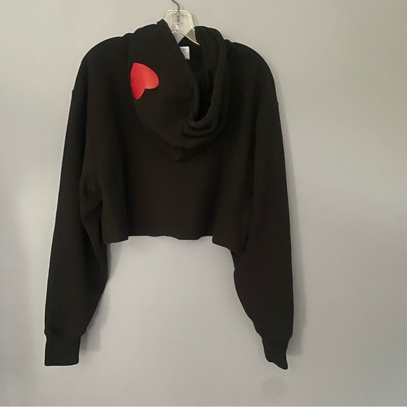 Champion Reverse Weave Heart Logo Black Crop Hoodie Size XL - Picture 9 of 12